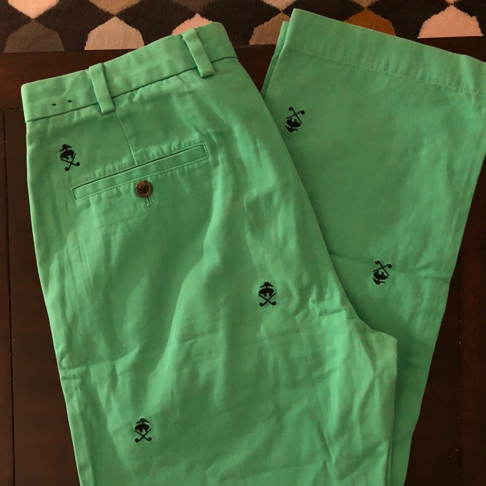 Brooks Brothers GREEN GOLF & SHEEP LOGO PANTS
